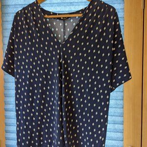 Banana Republic Matte Jersey Pleated Top - Navy